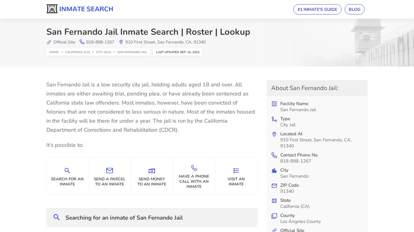 San Fernando Jail Inmate Search | Roster | Lookup