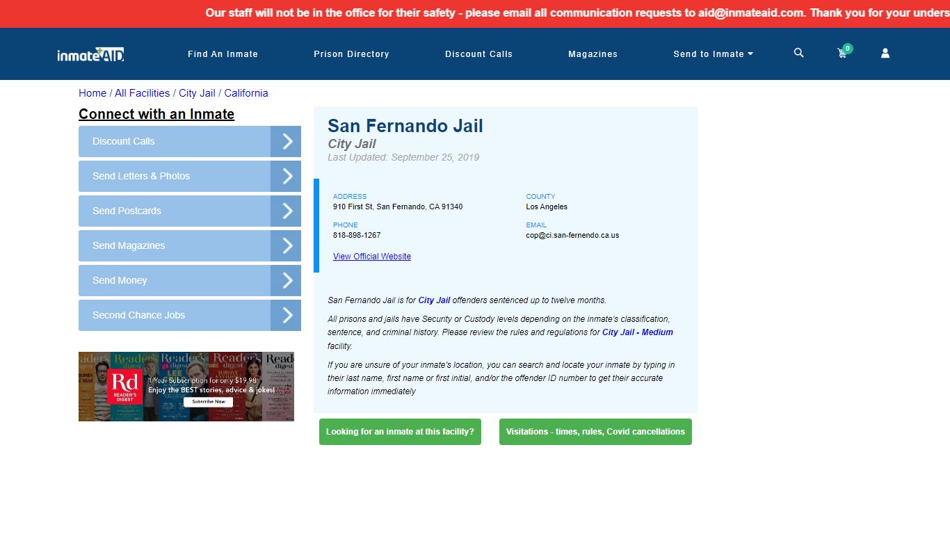 San Fernando Jail | Inmate Locator