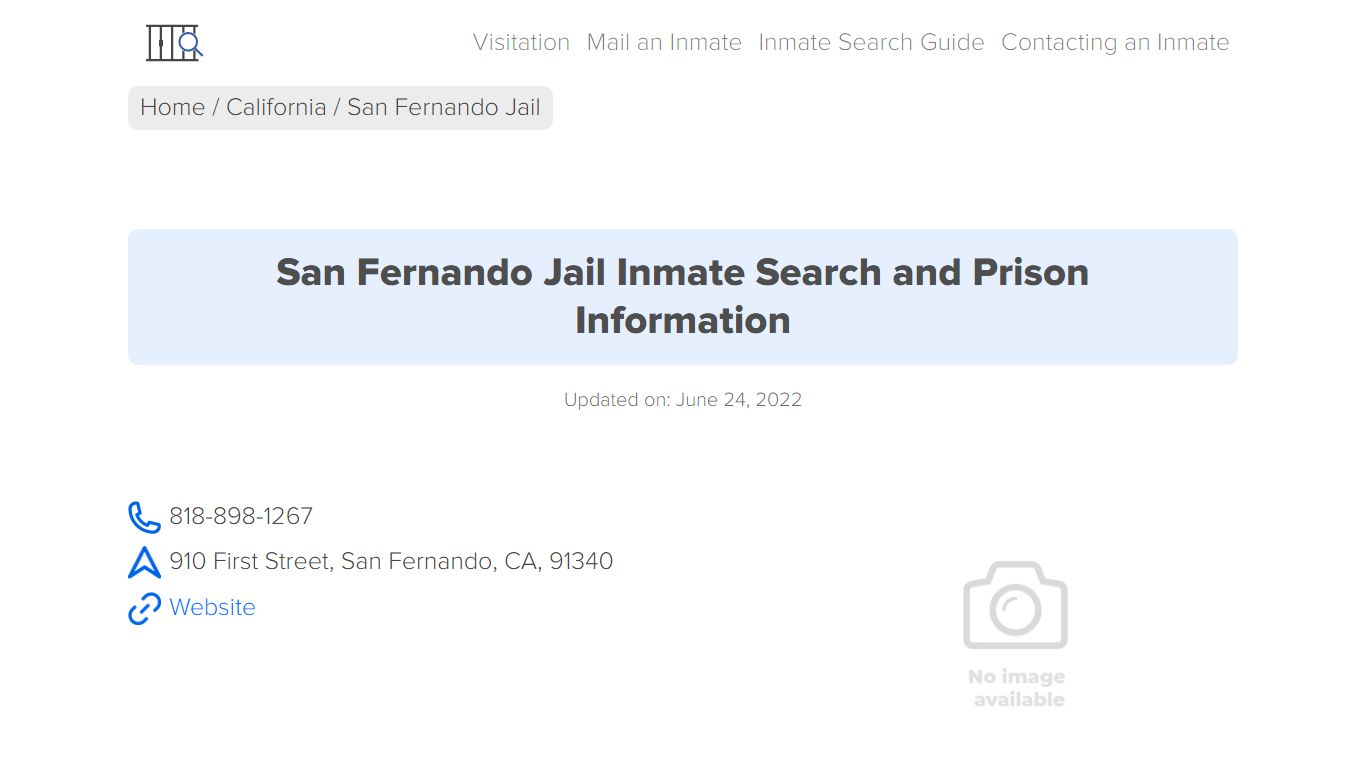 San Fernando Jail Inmate Search, Visitation, Phone no. & Mailing ...